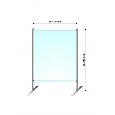 Schutzstellwand, B x H 1400 x 2000 mm, Stahlrahmen geschweißt, Farbe: Anthrazit (ähnlich RAL 7016), Fensterfolie transparent