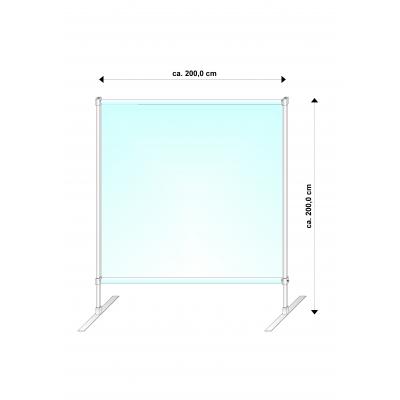 Schutzstellwand, B x H 2000 x 2000 mm, Stahlrahmen geschweißt, Farbe: lichtgrau (ähnlich RAL 7035), Fensterfolie transparent (mittige Schweißnaht)