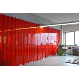 Schweißerschutz PVC-Streifenvorhang, Lamellen 300 x 2 mm rot-transparent (ISO 25980), Höhe 2,25 m, Breite 1,00 m (0,90 m), verzinkt