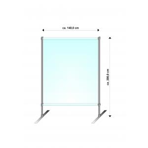 Schutzstellwand, B x H 1400 x 2000 mm, Stahlrahmen geschweißt, Farbe: Anthrazit (ähnlich RAL 7016), Fensterfolie transparent